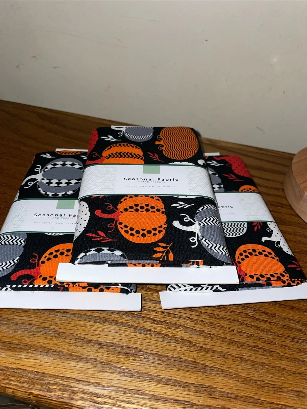 Seasonal pumpkin Fabric Black with Orange and Gray Pumpkin Print